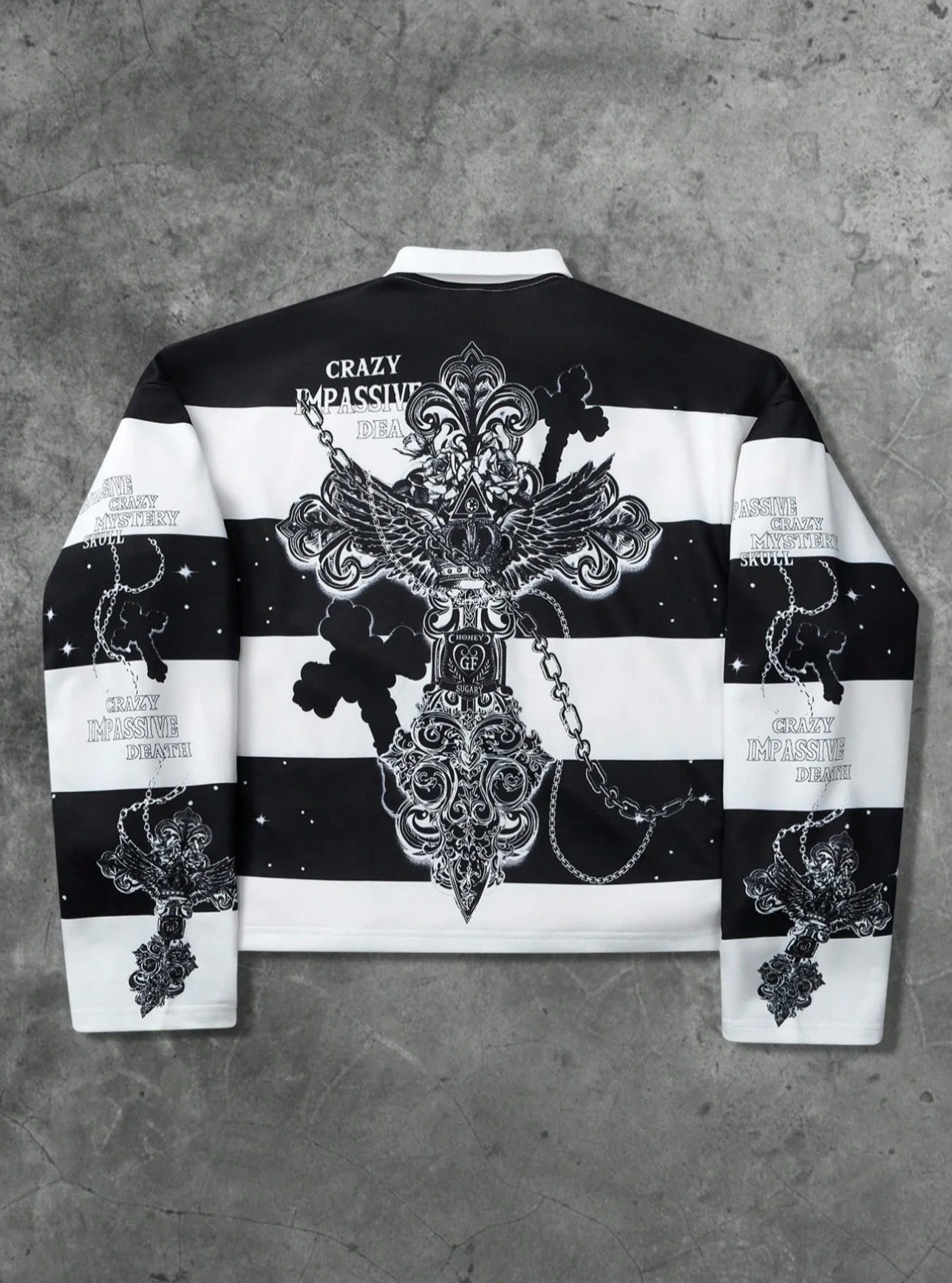 Unisex Y2K Style Virgin Mary & Saints Cross Print Striped Hoodie, Casual Streetwear, Couple, Trendy Pullover, Men's Gift