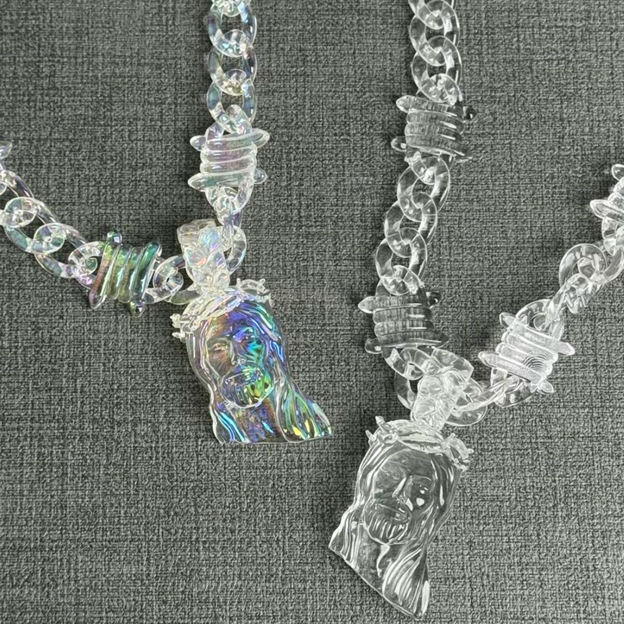 Jesus Pendant Necklace - Faith Fashion, Trendy Accessories, Personalized Gift, Men's Jewelry, Acrylic Jewelry, Chunky Transparent Acrylic Jesus Pendant Necklace for Men, Christian Gift