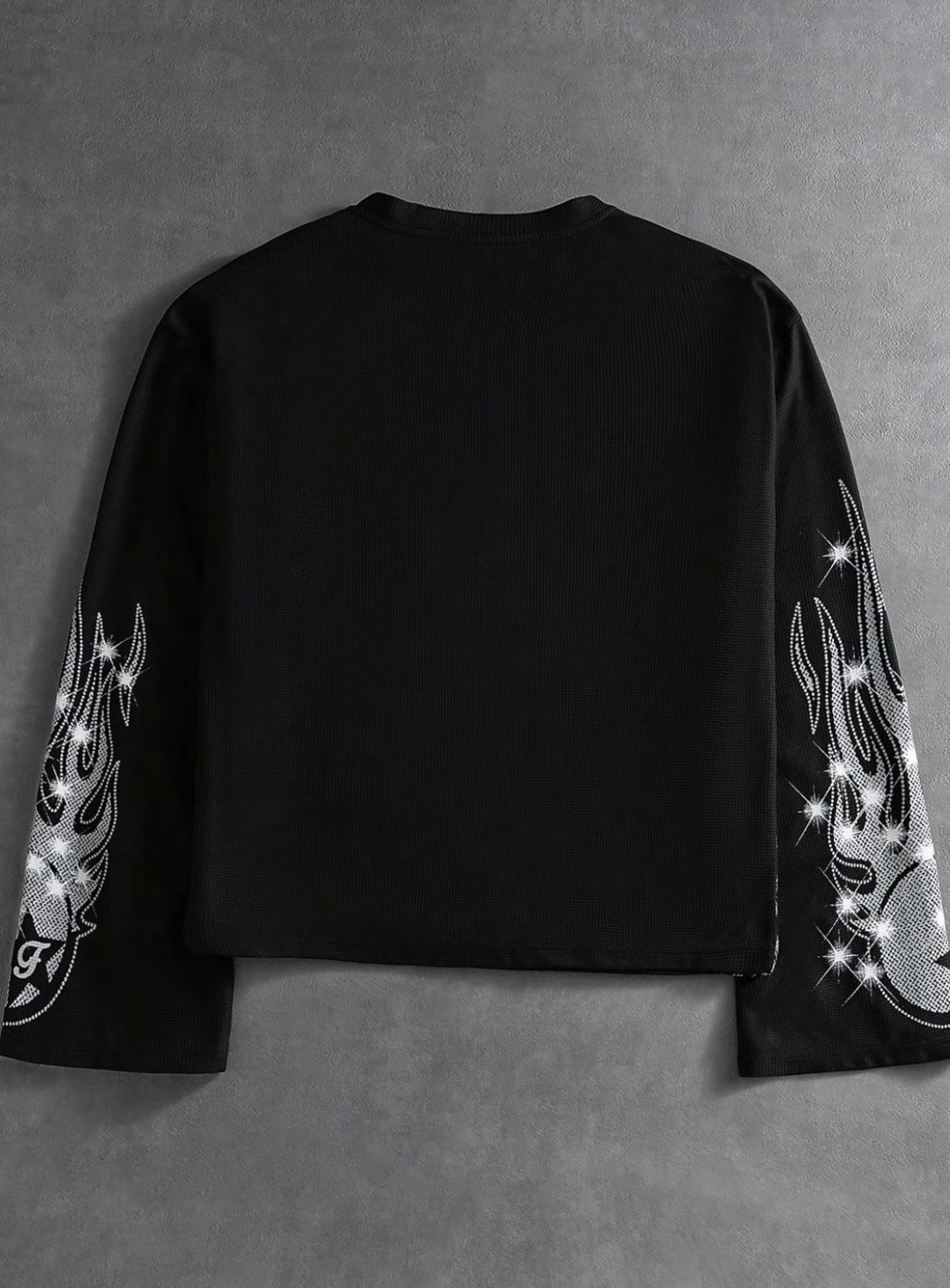 Men's Faith Rhinestone Texture Sweatshirt, Street Gothic Style, Shiny Embroidered Design, Perfect for Streetwear, Outdoor, Daily Wear