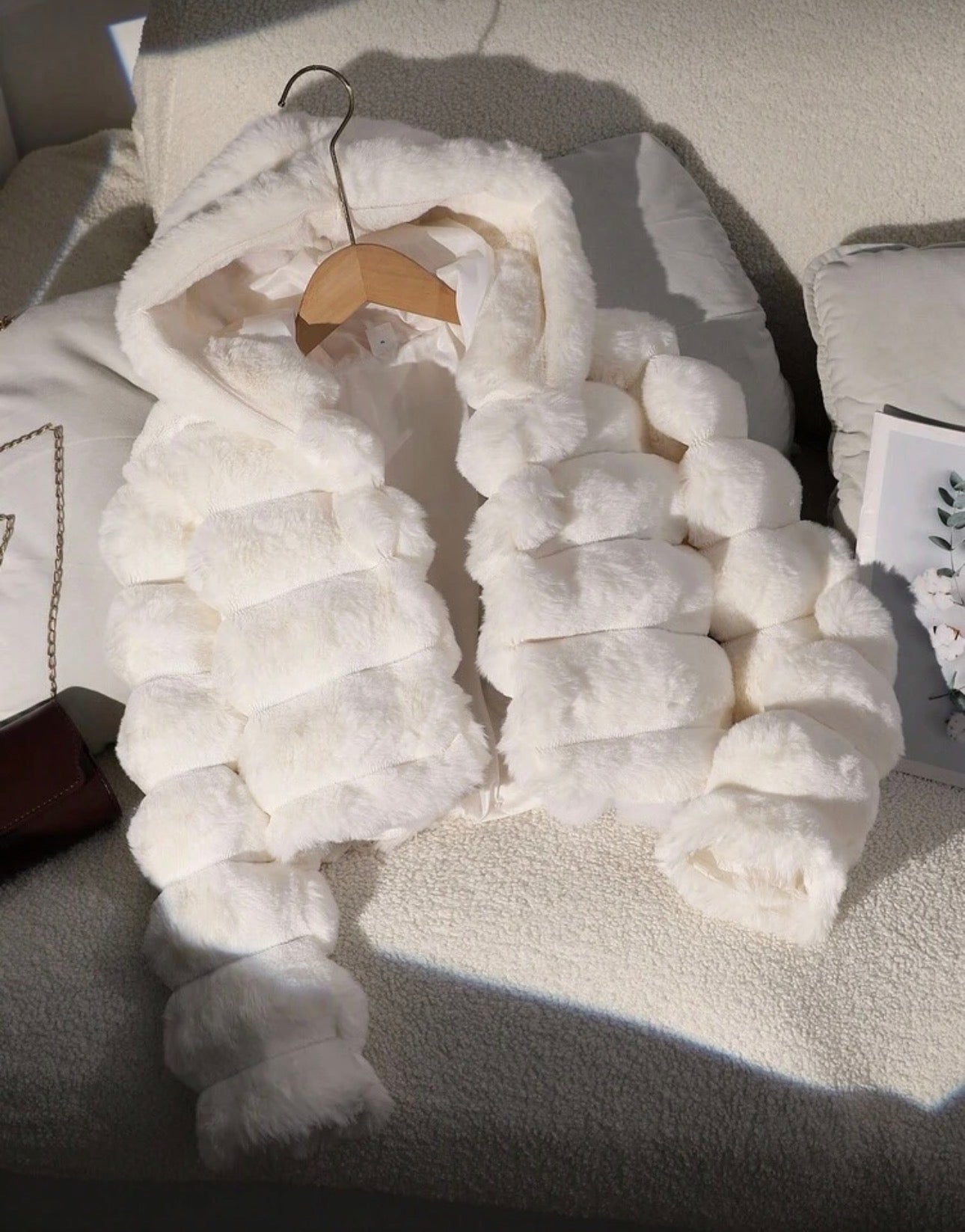 Girls Fluffy Cloud Hooded Sweatshirt, Warm And Fashionable Single Item, Autumn/ Winter