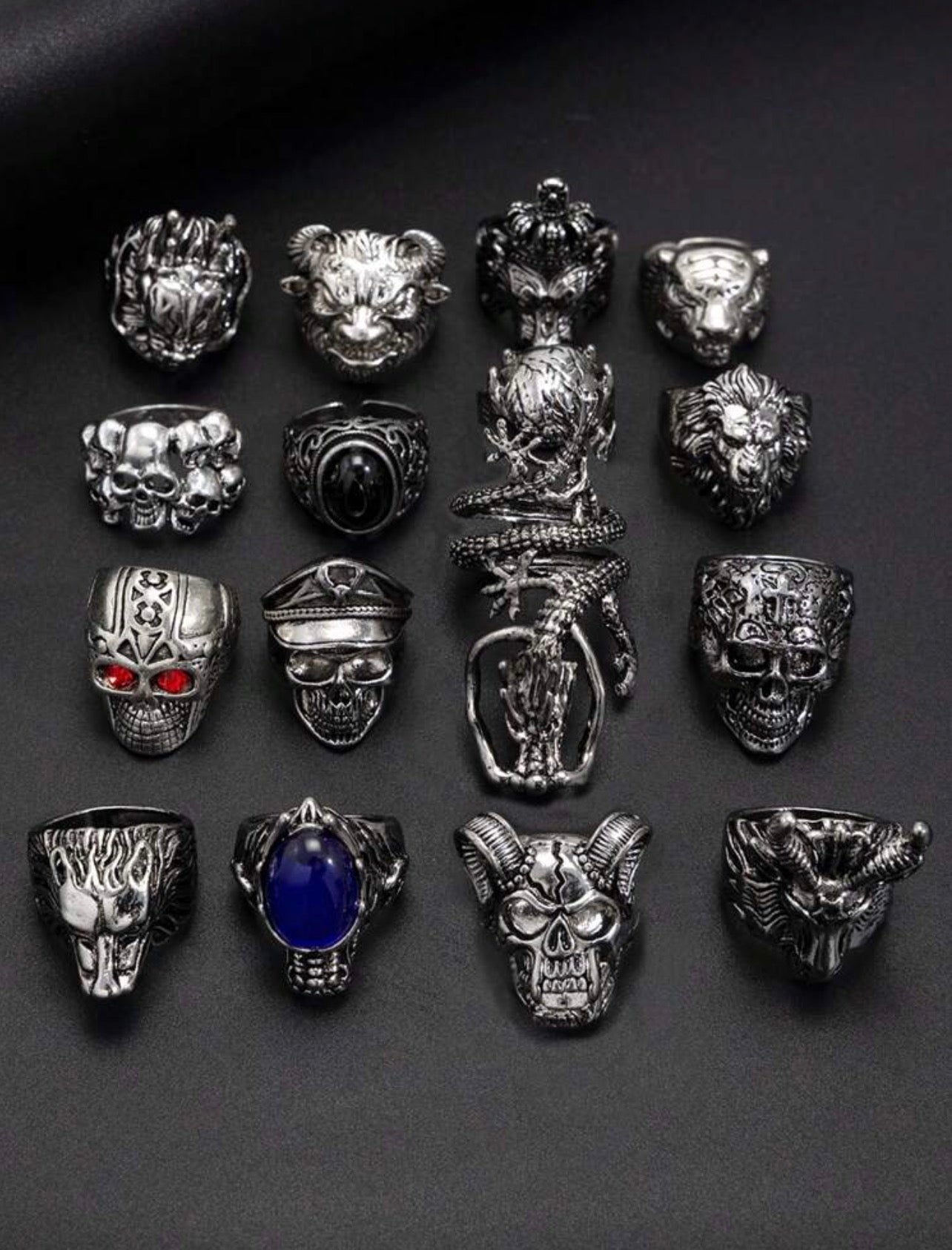 16pcs punk rings
