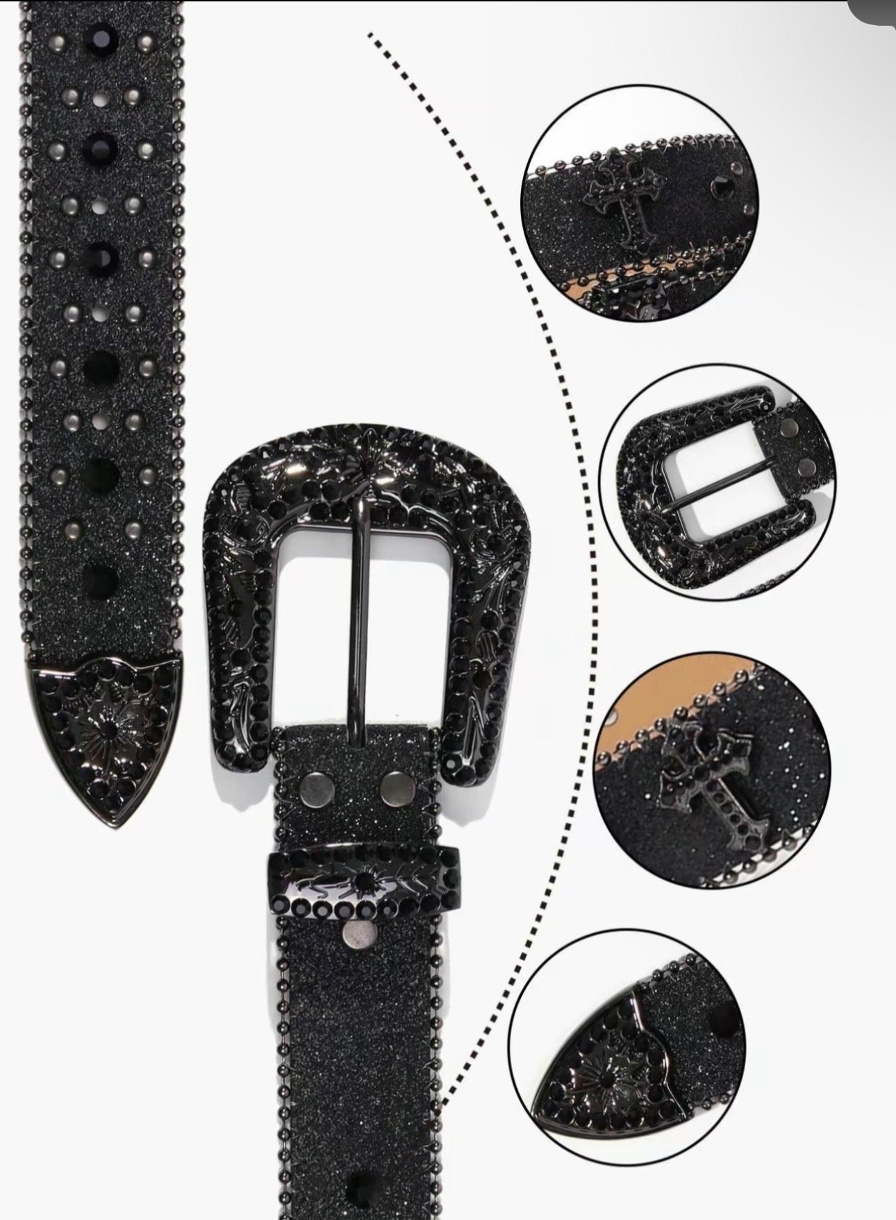 T Punk Style Rhinestone Decorated PU Buckle Belt, Fashion Cross Belt for Party, Daily Clothing Decor, Trendy All-match & Exquisite Belt for Birthday Gift