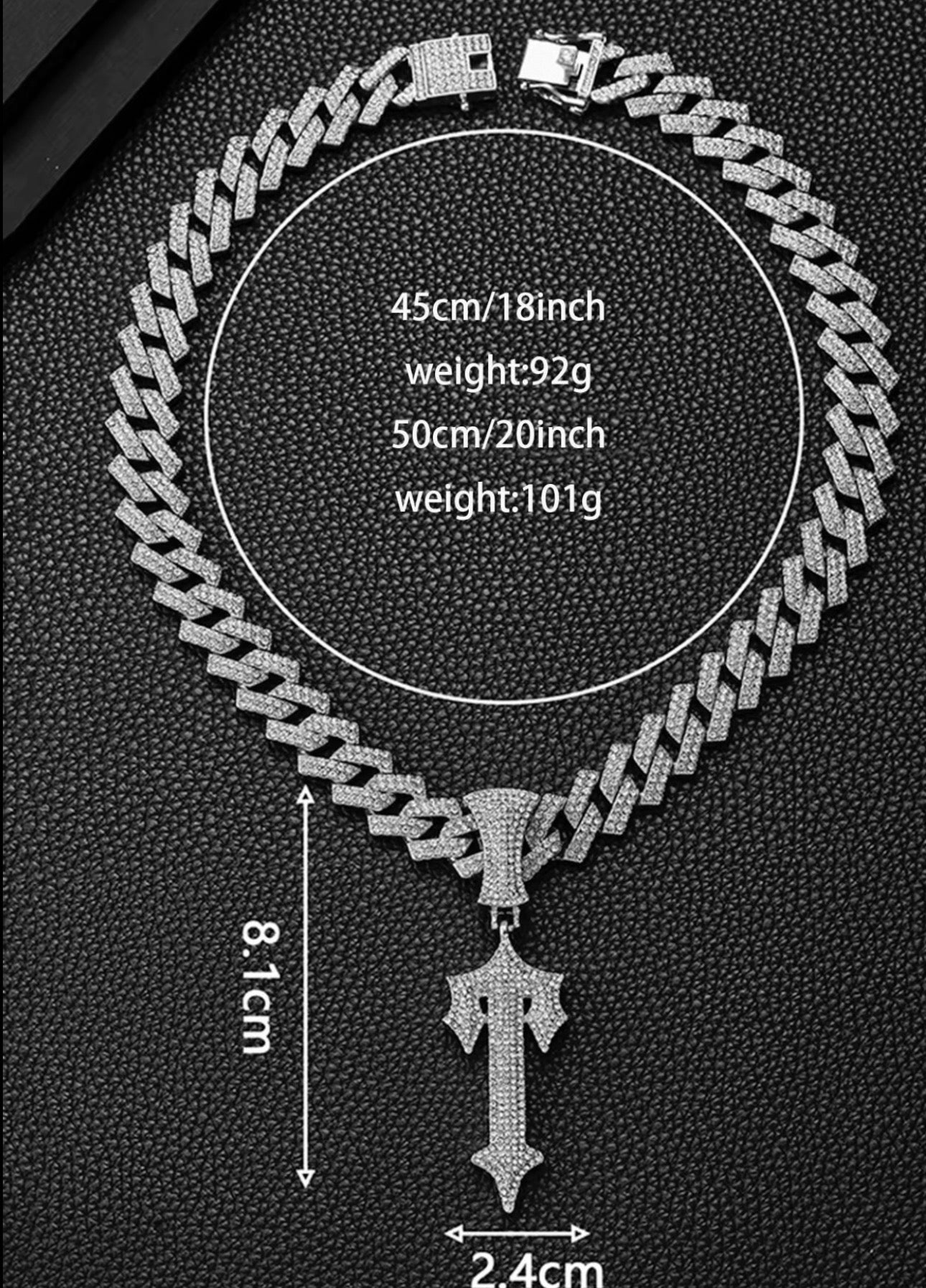 T Men's Rhinestone Decor Sword Pendant Necklace, with Cuban Chain, Boyfriend Gifts, Fashion Jewelry for Party, Daily Clothing Decor, Trendy All-match & Exquisite Jewelry for Birthday Gift, Cuban Link Necklace