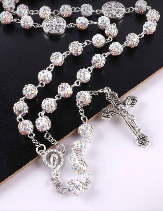 S 1pc Vintage Classic Multicolor 53pcs 8mm Rhinestone Beads
Catholic Cross Necklace , Unisex
Personalized Handmade Catholicism Prayer
Beaded Rosary Jewelry For Gift