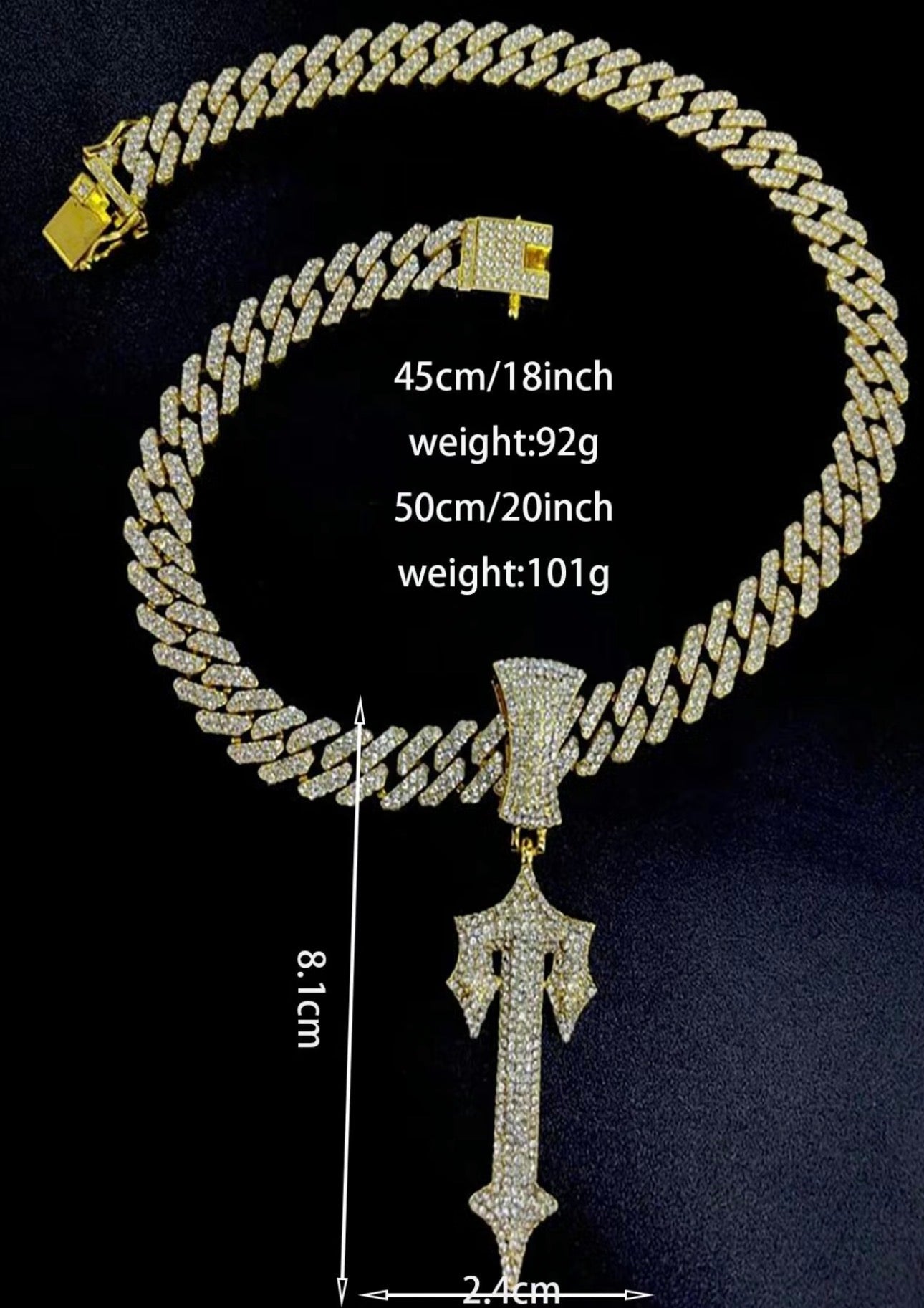 T Men's Rhinestone Decor Sword Pendant Necklace, with Cuban Chain, Boyfriend Gifts, Fashion Jewelry for Party, Daily Clothing Decor, Trendy All-match & Exquisite Jewelry for Birthday Gift, Cuban Link Necklace