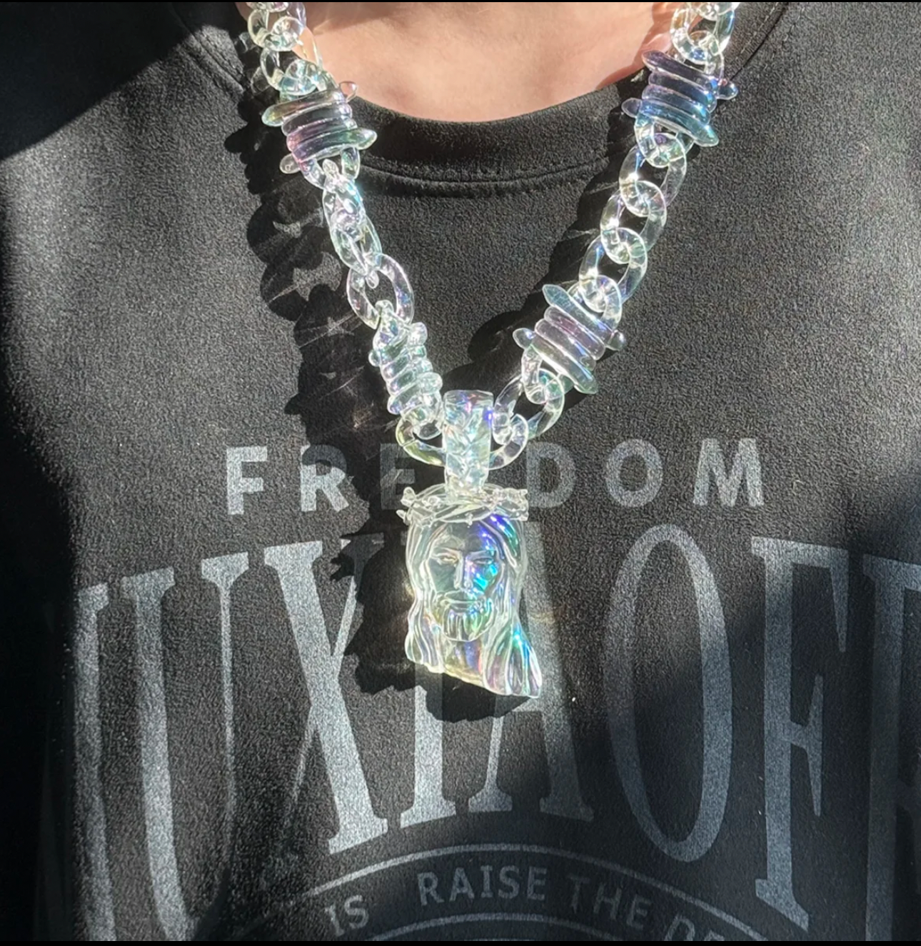 Jesus Pendant Necklace - Faith Fashion, Trendy Accessories, Personalized Gift, Men's Jewelry, Acrylic Jewelry, Chunky Transparent Acrylic Jesus Pendant Necklace for Men, Christian Gift