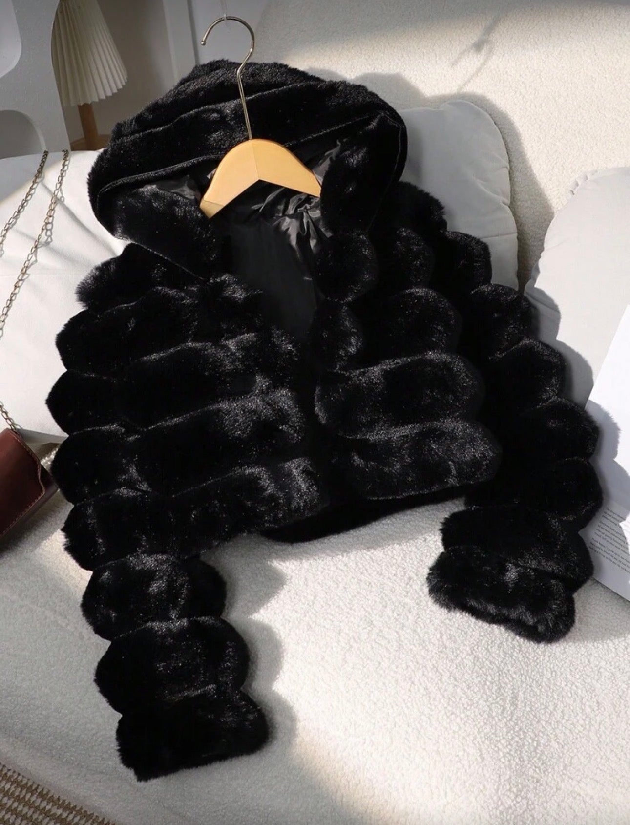 Girls Fluffy Cloud Hooded Sweatshirt, Warm And Fashionable Single Item, Autumn/ Winter