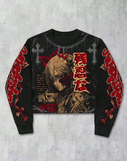 T Unisex Streetwear Angel Print Design Sweatshirt, Loose-fitting Casual Long Sleeve Crewneck for Fall & Winter Fashion