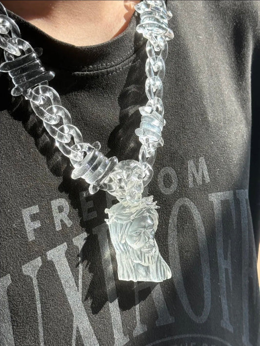 Jesus Pendant Necklace - Faith Fashion, Trendy Accessories, Personalized Gift, Men's Jewelry, Acrylic Jewelry, Chunky Transparent Acrylic Jesus Pendant Necklace for Men, Christian Gift