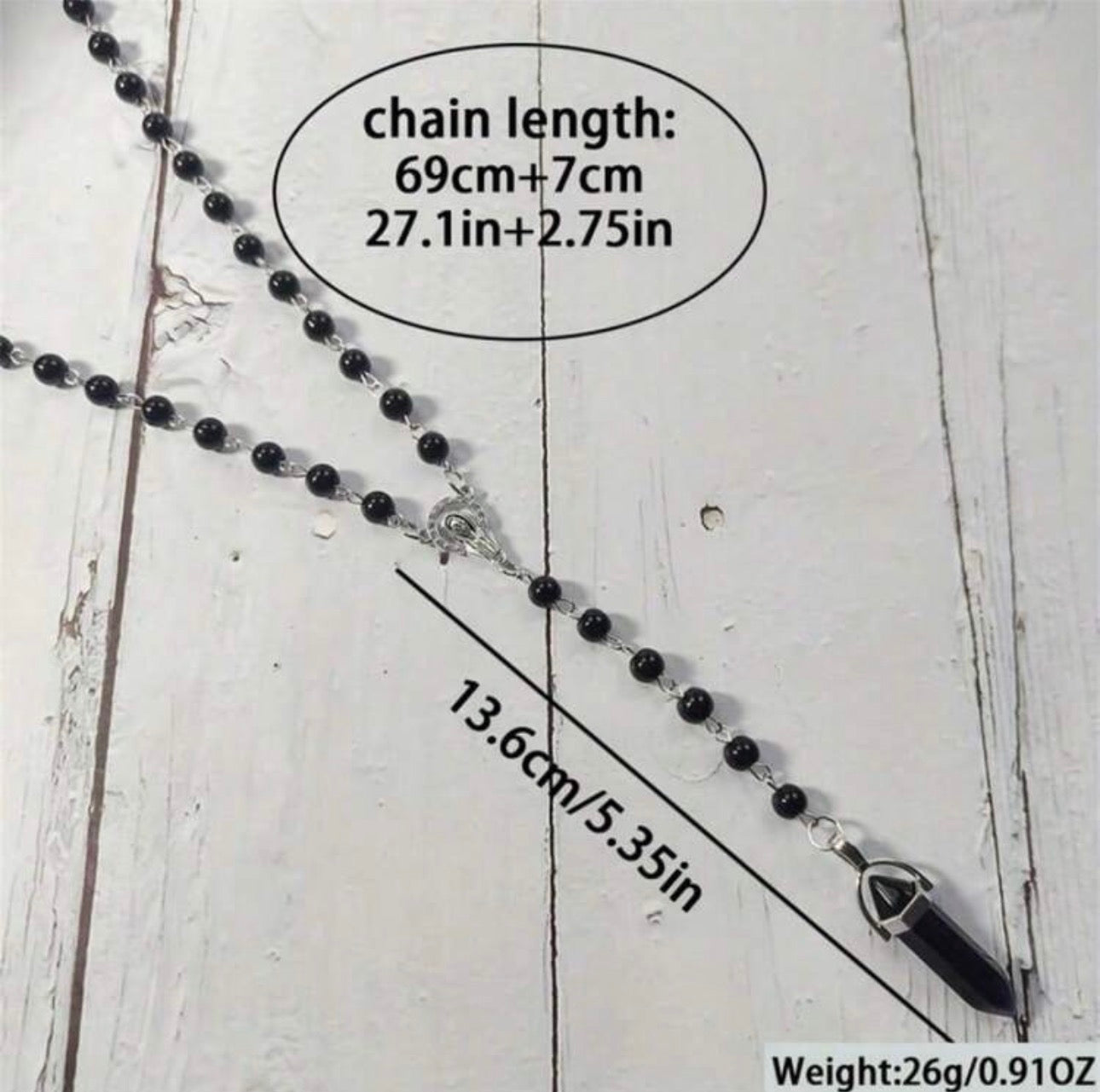 Vintage Natural Hexagonal Column Black Crystal Pendant
Necklace Victorian Vintage Gothic Necklace