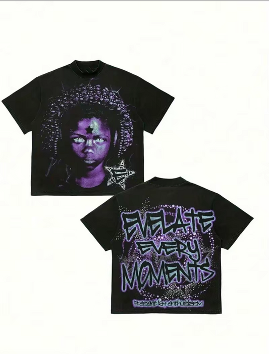 Untitled Men's Heavyweight 180 GSM Cotton T-Shirt Double-Sided Graphic Tee with Purple Portrait & EVERY MOMENT Text Loose Fit Crewneck Streetwear Shirt for Everyday & Formal Events Machine Washable Vintage
Distressed Style Nov13_14:56