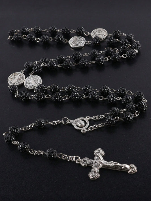 S 1pc Vintage Classic Multicolor 53pcs 8mm Rhinestone Beads
Catholic Cross Necklace , Unisex
Personalized Handmade Catholicism Prayer
Beaded Rosary Jewelry For Gift
