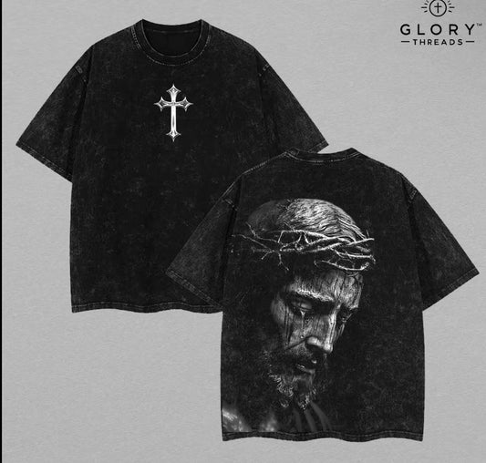 Jesus Christ Cry Washed T-Shirt, Jesus Cry Tee, Jesus Tshirt, Cross Tee, Christian Apparel Streetwear Menswear Oversized Top Men and Women