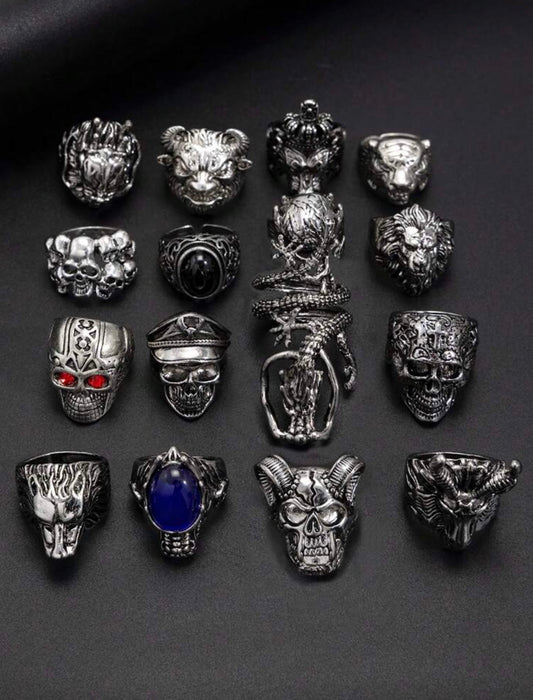 16pcs punk rings