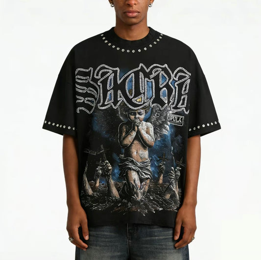 Studio Men's Retro Angel Graphic Cotton T-shirt